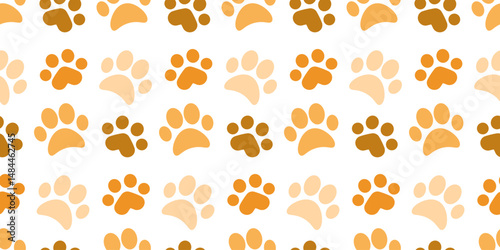 Seamless pattern with playful and vibrant paw in warm orange tones. Ideal for pet related designs, branding, or creative projects.