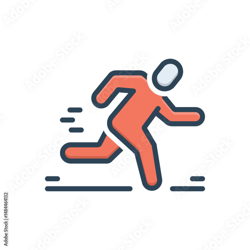 Color illustration icon for run