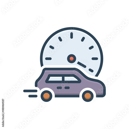Color illustration icon for speeding