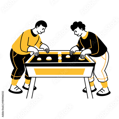 A doodle style illustration showing air hockey match 
