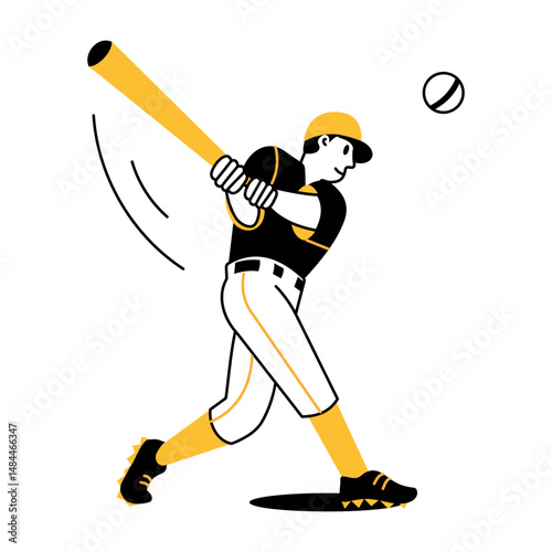 A sketchy illustration showing baseball player hitting a ball
