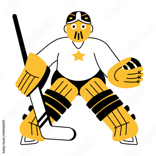 A hand drawn illustration depicting goalie 


