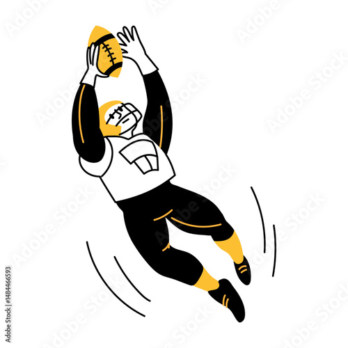 A sketchy illustration showing rugby player with ball

