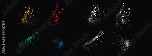 Collection of grunge texture paint ink orange, green, white, blue and red blood vector splatter stripe illustration