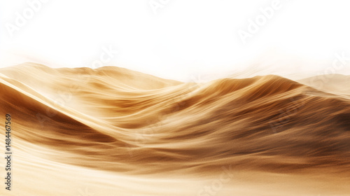A dusty blend of fine desert particles and smoke swirls through the air, with brown clouds and wave-like effects isolated on white. 
