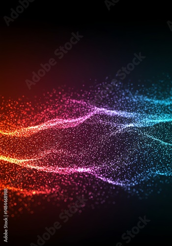 Vibrant Particle Waves: A Glowing, Abstract Digital Artwork
