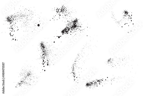 Set of grunge texture hand-painted black ink blood artistic splatter background