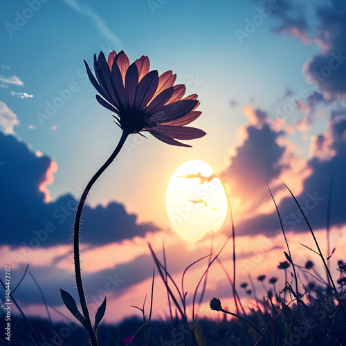 sunset in the grass