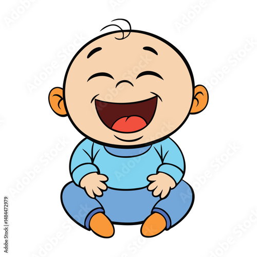 A joyful, cute baby laughing with sparkling eyes and chubby cheeks, spreading pure happiness and warmth in every giggle. Innocence and joy captured in one smile!

