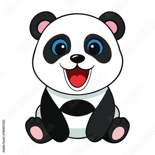 A tiny baby panda giggles with pure joy, its fluffy fur bouncing as it laughs. Its bright eyes sparkle with innocence, spreading smiles and warm fuzzy feelings everywhere!