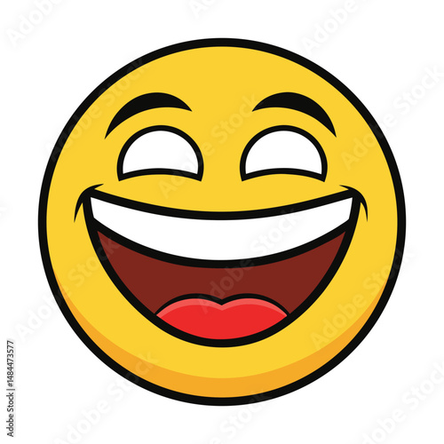 A cheerful yellow emoji with bright eyes and a wide open-mouthed grin, radiating pure joy and laughter—perfect for expressing happiness, humor, or playful fun! 😄
