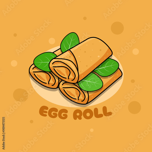 National Egg Roll Day to be celebrated on June 10th. A delicious fried snack made from rolled dough usually filled with fried eggs, meat, and vegetables. Food event banner.