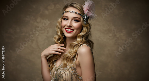 Flapper girl smiles vintage portrait