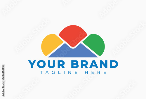 Colorful Cloud Mail Logo Design Template