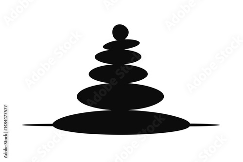 Balanced Stones Silhouette Vector  Minimal Zen Rock Stack Illustration for Peace and Harmony Concepts