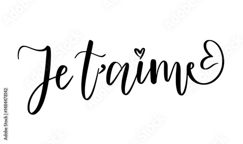 Je t'aime. I love you in French. Perfect romantic design for Valentine cards, wedding decor, love notes, t-shirts, mugs, and printable wall art. Compatible with Cricut, Silhouette, and other design pl