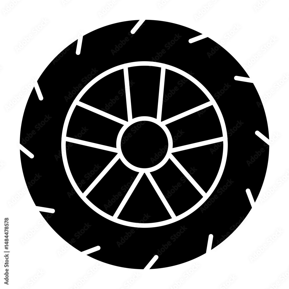 Fototapeta premium Wheel glyph icon