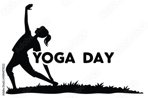 Yoga Day Poster Making T-Shirt Design Silhouette Vector   Creative Wellness Apparel Illustration