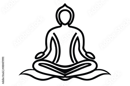 Yogi Icon Silhouette Vector   Minimalist Meditation and Yoga Pose Illustration