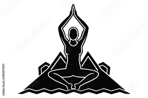 Yoga Urban Silhouette Vector – Modern Wellness Apparel Illustration for City Lifestyle