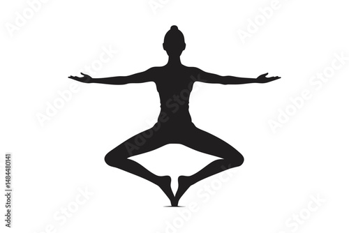 Watercolor Yoga Silhouette Vector  Artistic Wellness and Meditation Pose Illustration