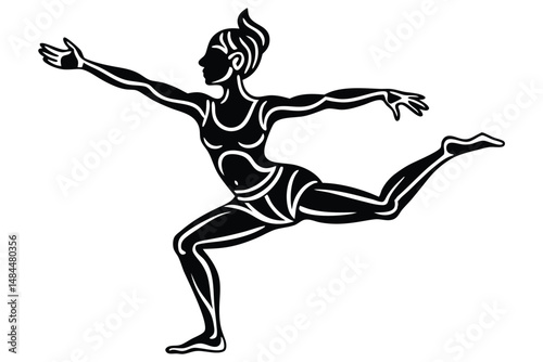 Dance Fusion Performance Yoga Silhouette Vector – Dynamic Movement and Wellness Illustration