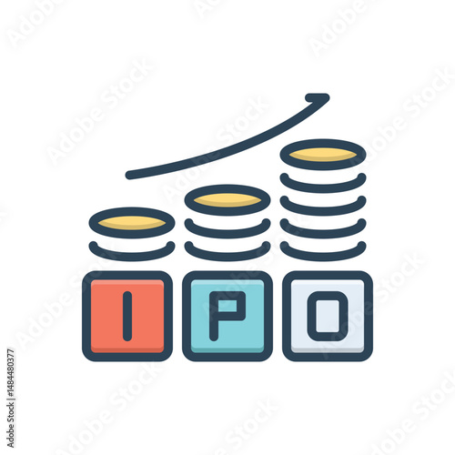 Color illustration icon for ipo