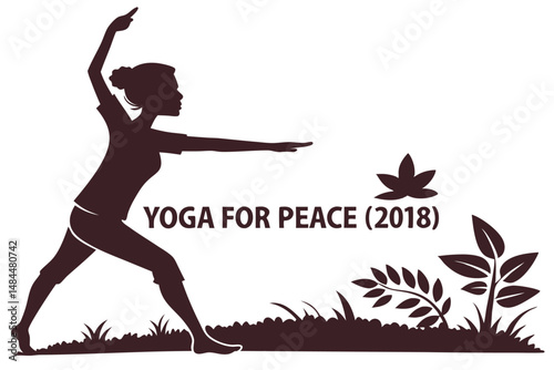 Yoga Peace 2018 T-Shirt Design Silhouette Vector  Inspirational Wellness Apparel Illustration