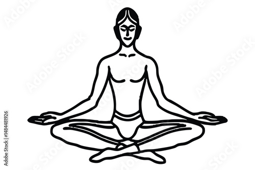 Yoga Stress Relief Silhouette Vector Calming Wellness Illustration for Relaxation and Mental Health
