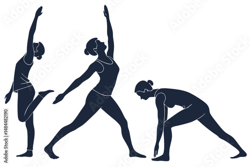 Yoga Weight Management Silhouette Vector Fitness and Wellness Illustration for Healthy Lifestyle Concepts