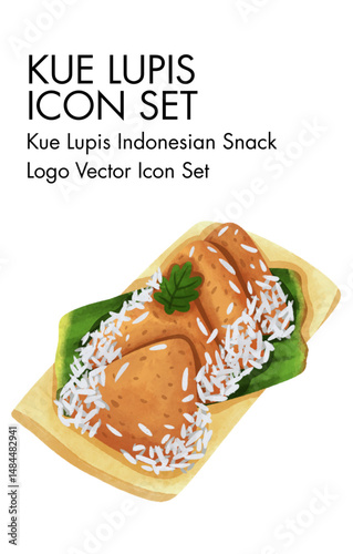 Kue lupis indonesian snack logo vector Icon set