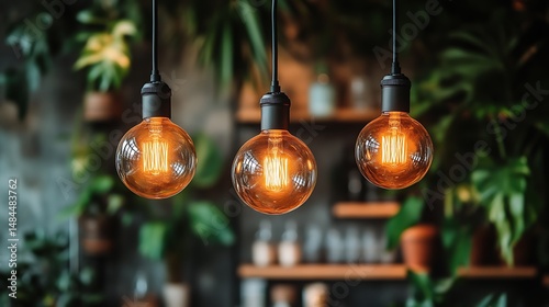 Three Light Bulbs Hanging in Room