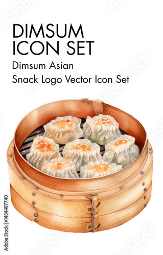 Dimsum asian snack logo vector Icon set
