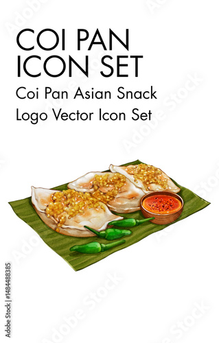 Coli pan asian snack logo vector Icon set
