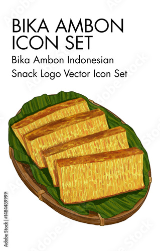 Bika Ambon indonesian snack logo vector Icon set