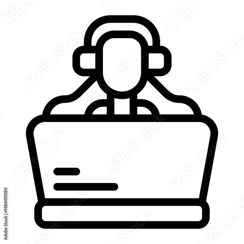 Customer support agent Line Icon