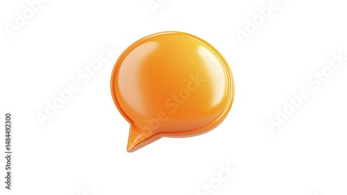 Yellow message chat bubble 3d animation on white background	