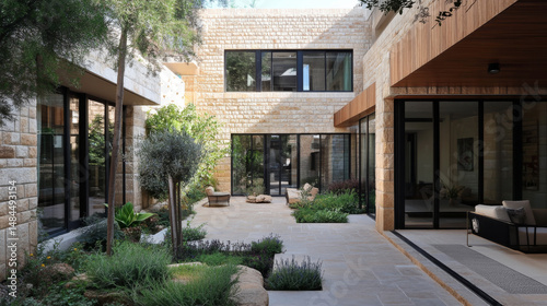Spacious courtyard of a Judea-style home with serene surroundings.