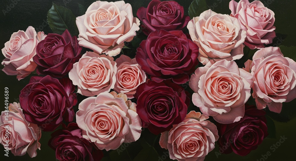 Obraz premium Roses in Burgundy and Blush: A Luxurious Floral Still Life