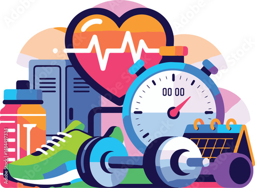 fitness concept with a graphical  sign