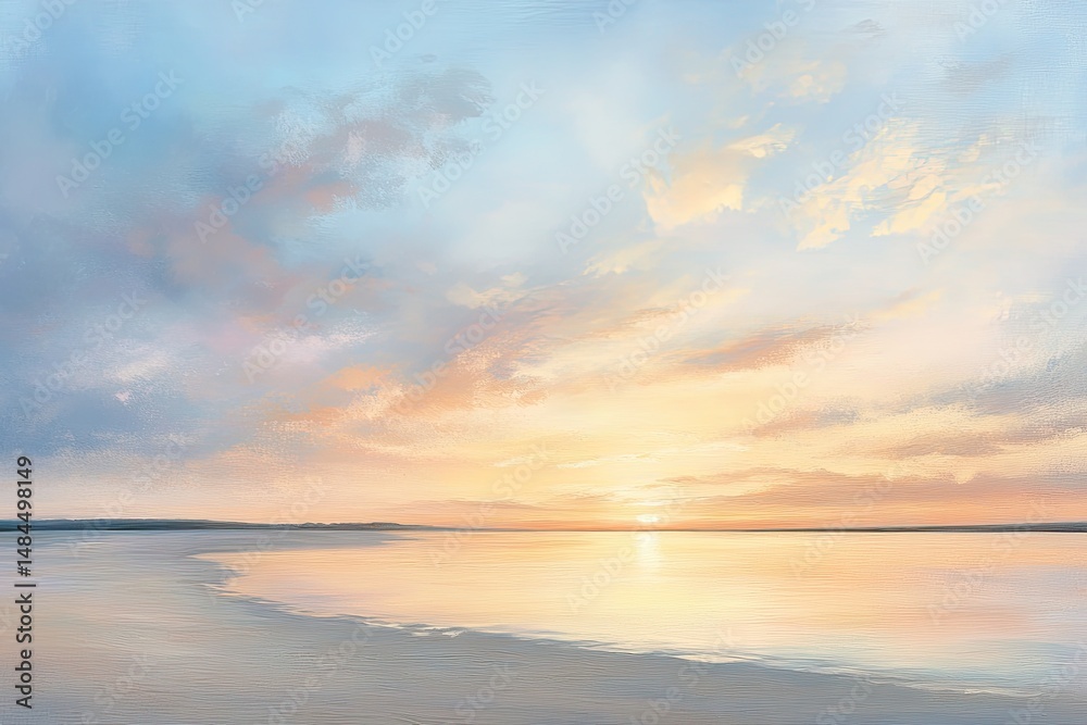 Obraz premium Serene sunset over tranquil beach