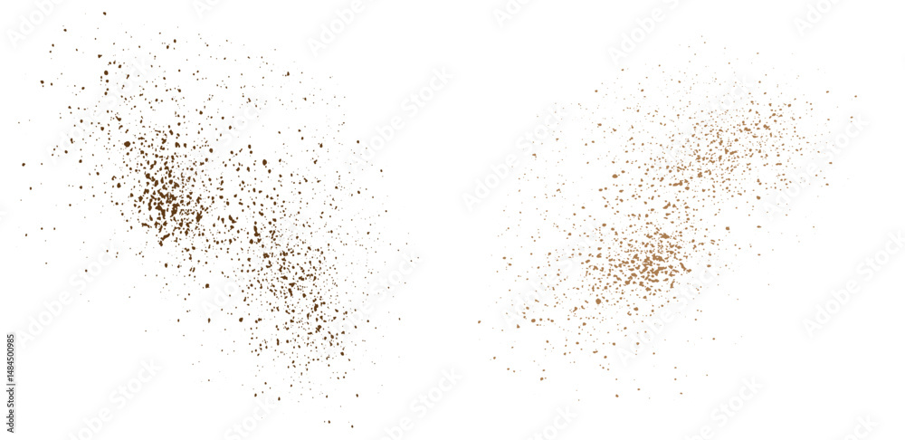 Fototapeta premium Editable flying coffee grain grunge texture brown particle confetti illustration background