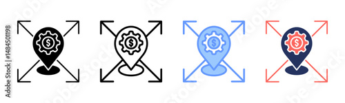 Business Expansion icon sheet multiple style collection