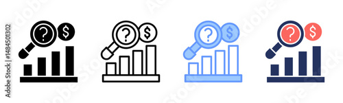 Sales Forecasting icon sheet multiple style collection