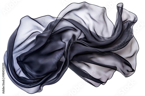 Delicate dark gray sheer fabric drapes gracefully