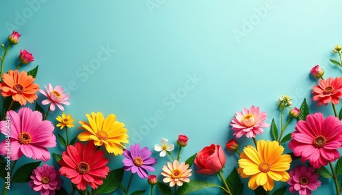 Vibrant flower border, colorful blooms in full array , botany, floral, beautiful