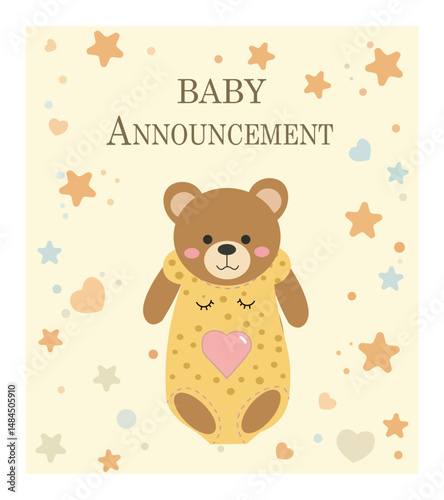 Cute Baby Announcement Square Vector Illustration Set - Pastel Designs-04