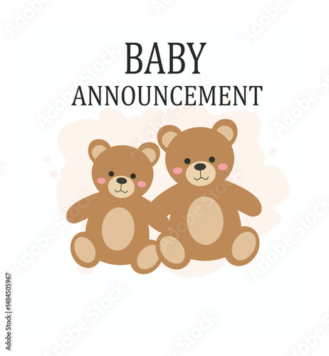 Cute Baby Announcement Square Vector Illustration Set - Pastel Designs-06