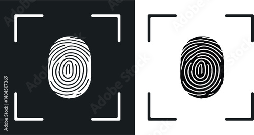 Fingerprint identification icon. Biometric authorization and business security concept. Vector illustration 