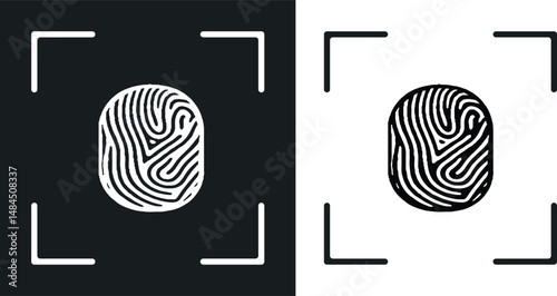 Set of Fingerprint patterns, clear lines and swirls. Human thumbprint. Icon, pictogram, logo